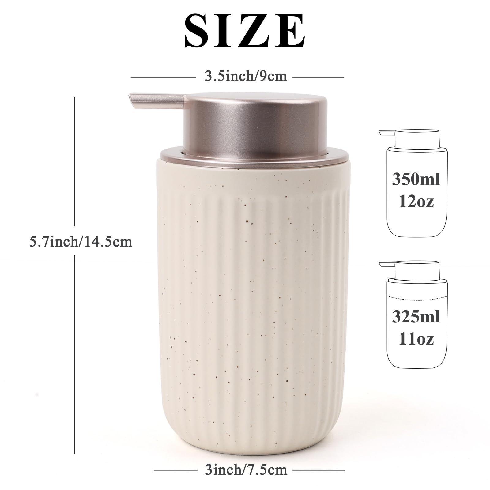 Bosilunlife Dish Hand Soap Dispenser - Liquid Pump Soap Dispenser For Bathroom Decro Aprcot 12Oz Ceramic Kitchen Dish Dispenser